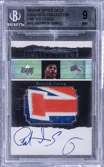 2003-04 UD "Exquisite Collection" Limited Logos #PE Patrick Ewing Signed Game Used Patch Card (#11/75) – BGS MINT 9/BGS 10